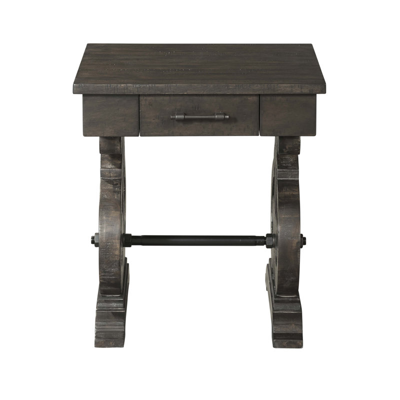 Lark Manor Amree Solid Wood Trestle End Table with Storage & Reviews
